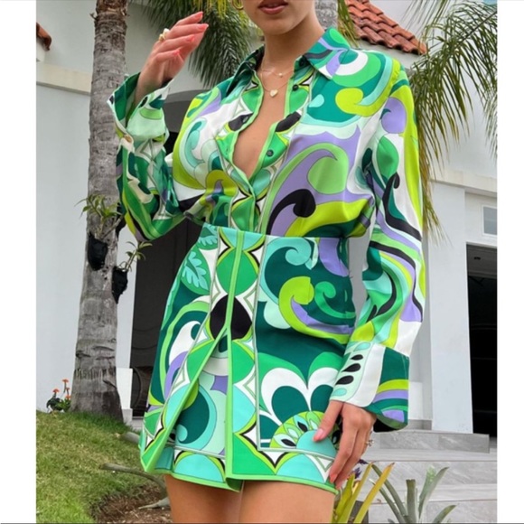 Zara Dresses & Skirts - ZARA Pucci Inspired Retro Print Skirt Blogger Favorite NWT NEW XS Green